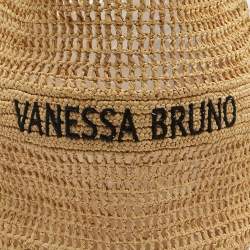 Pre Owned Vanessa Bruno Cream Raffia Logo Hobo