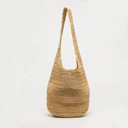 Pre Owned Vanessa Bruno Cream Raffia Logo Hobo
