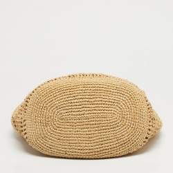 Pre Owned Vanessa Bruno Cream Raffia Logo Hobo