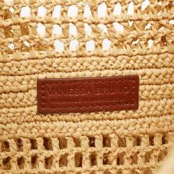 Pre Owned Vanessa Bruno Cream Raffia Logo Hobo