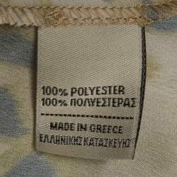 Pre Owned Vassia Kostara Yellow Leopard Print Satin Midi Skirt XS