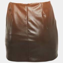 مملوكة مسبقًا تنورة ميني فاسيا كوستارا جلد صناعي بني أومبري مقاس صغير