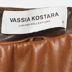 مملوكة مسبقًا تنورة ميني فاسيا كوستارا جلد صناعي بني أومبري مقاس صغير