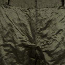 Vera Wang Olive Green Slipper Satin Tapered Trousers M
