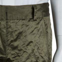 Vera Wang Olive Green Slipper Satin Tapered Trousers M