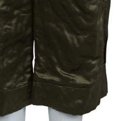 Vera Wang Olive Green Slipper Satin Tapered Trousers M
