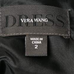 Pre Owned Vera Wang Black Floral Brocade Pleated Mini Dress S