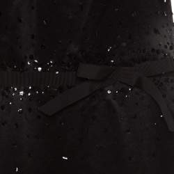 Pre Owned Vera Wang Black Embellished Satin Bod Detail Sleeveless Dress M