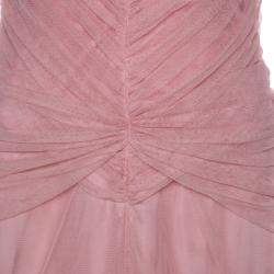 Vera Wang Blush Pink Ruched Tulle Sleeveless Evening Gown M