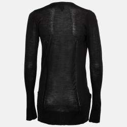Vera Wang Collection Black and Blue Lace Trim Button Front Cardigan S