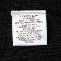 Vera Wang Collection Black and Blue Lace Trim Button Front Cardigan S
