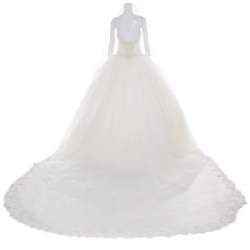 Vera Wang Cream Bead Embellished Silk Layered Tulle Gown L