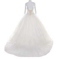 Vera Wang Cream Bead Embellished Silk Layered Tulle Gown L