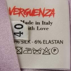 Pre Owned Verguenza Purple Satin Silk Feather Detail Mini Skirt S
