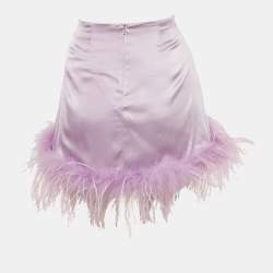 Pre Owned Verguenza Purple Satin Silk Feather Detail Mini Skirt S