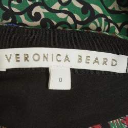 Pre Owned تنورة فيرونيكا بيرد حرير متعدد الألوان مزينة بطبعات ميدي مقاس صغير جدا - إكسترا سمول