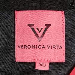 Pre Owned Veronica Virta Black Crepe & Wool Ruffle Detail Rosie Jacket XS
