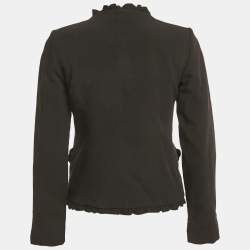 Pre Owned Veronica Virta Black Crepe & Wool Ruffle Detail Rosie Jacket XS