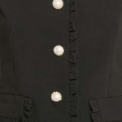 Pre Owned Veronica Virta Black Crepe & Wool Ruffle Detail Rosie Jacket XS