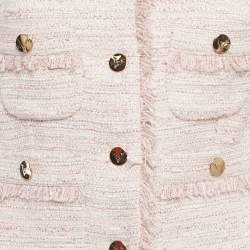 Pre Owned Veronica Virta Pink Lurex Tweed Blazer & Skirt Suit Set XS