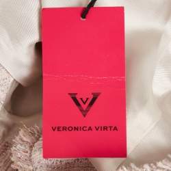 Pre Owned Veronica Virta Pink Lurex Tweed Blazer & Skirt Suit Set XS