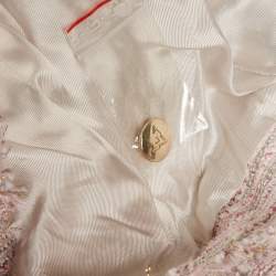 Pre Owned Veronica Virta Pink Lurex Tweed Blazer & Skirt Suit Set XS