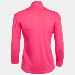 مملوكة مسبقًا Veronica Virta Pink Jersey Neck Tie -Up Detail Top XS 