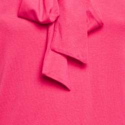 مملوكة مسبقًا Veronica Virta Pink Jersey Neck Tie -Up Detail Top XS 