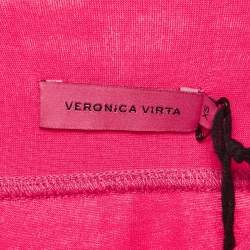 مملوكة مسبقًا Veronica Virta Pink Jersey Neck Tie -Up Detail Top XS 