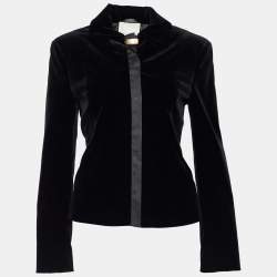 Versace Classic V2 Black Velvet Button Front Blazer M