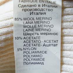 Pre Owned Versace Classic V2 Beige Wool Rib Knit Cardigan & Gold Lurex Knit Cami Top Set M