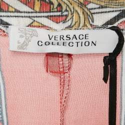 Pre Owned Versace Collection Multicolor Floral Print Jersey V-Neck T-Shirt M