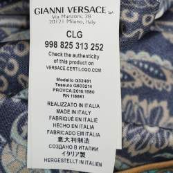 Versace Collection Blue Printed Jersey Belted Mini Dress M