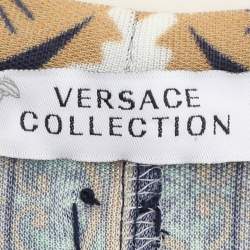 Versace Collection Blue Printed Jersey Belted Mini Dress M