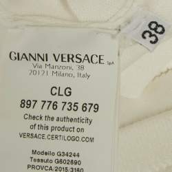 Pre Owned Versace Collection White Jersey Belt Detail Bodycon Dress S