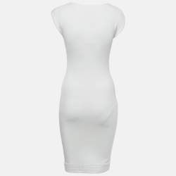 Pre Owned Versace Collection White Jersey Belt Detail Bodycon Dress S