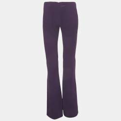 Pre Owned Versace Collection Purple Crepe Wide Leg Trousers S