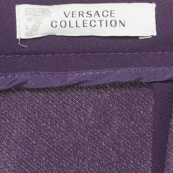 Pre Owned Versace Collection Purple Crepe Wide Leg Trousers S