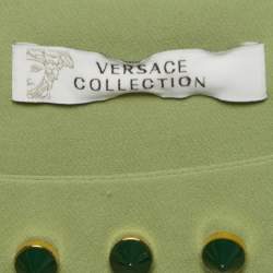 Pre Owned Versace Collection Green Printed Crepe Mini Dress M