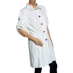 Versace Collection White Cotton Drawstring Elasticized Waist Detail Jacket S