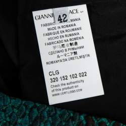 Versace Collection Green Snakeskin Pattern Jacquard Pencil Skirt M
