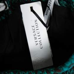 Versace Collection Green Snakeskin Pattern Jacquard Pencil Skirt M