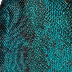 Versace Collection Green Snakeskin Pattern Jacquard Pencil Skirt M