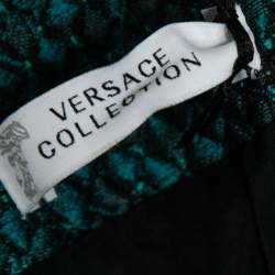 Versace Collection Green Snakeskin Pattern Jacquard Pencil Skirt M