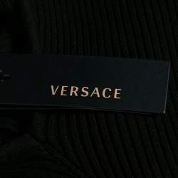 Versace Collection Black Knit Mock Neck Asymmetrical Hem Dress M