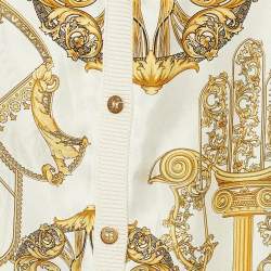 Pre Owned Versace Collection Cream Baroque Print Silk & Cotton Button Front Cardigan S