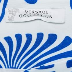 Pre Owned Versace Collection Blue Printed Knit Midi Skirt L