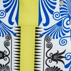 Pre Owned Versace Collection Blue Printed Knit Midi Skirt L