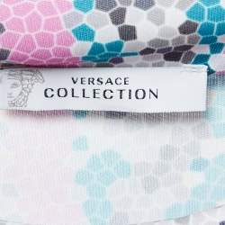 Versace Collection Pink Printed Jersey Ruched Midi Dress M