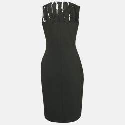 Versace Collection Black Crepe Lace Trim Sleeveless Short Dress M